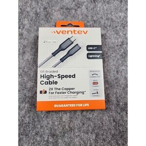 Ventev Apple iPhone 15 16 Samsung Galaxy 6ft USB-C to‎ iPhone Braided Cable